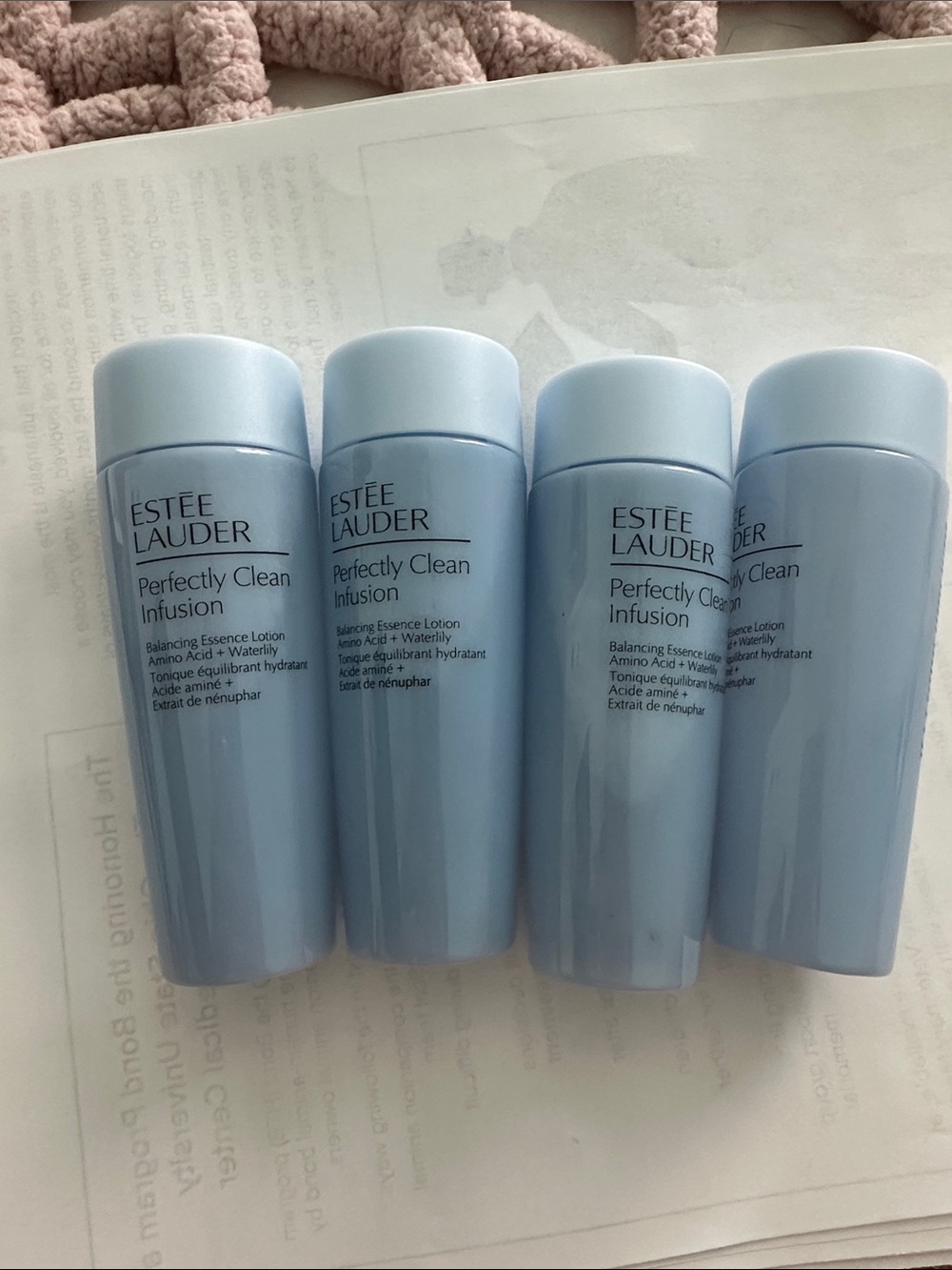 Estee Lauder Perfectly Clean Infusion Toner Bottles in Light Blue